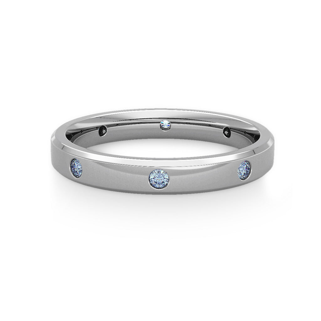 Diamond Set Bevelled Edge Wedding Ring
