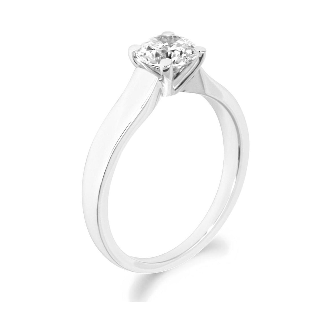 4 Claw Tapered Shank Brilliant Cut Platinum Solitaire