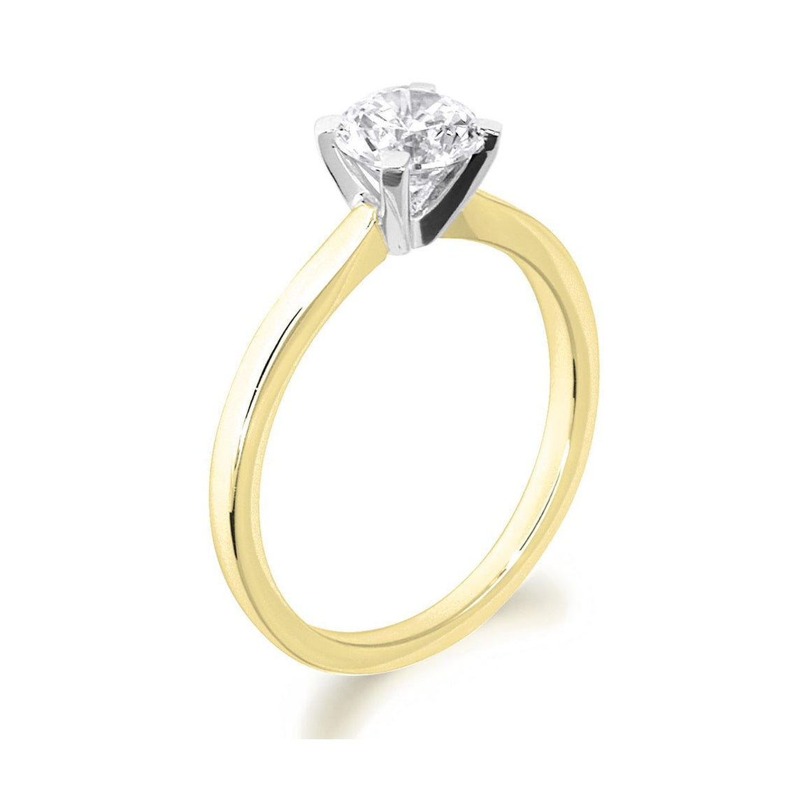 4 Claw Square Claws Brilliant Cut 18ct Yellow Gold Solitaire