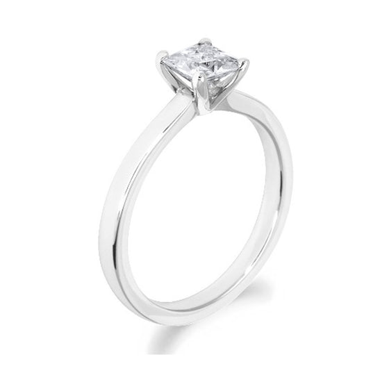4 Claw Timeless Princess Cut 18ct White Gold Solitaire