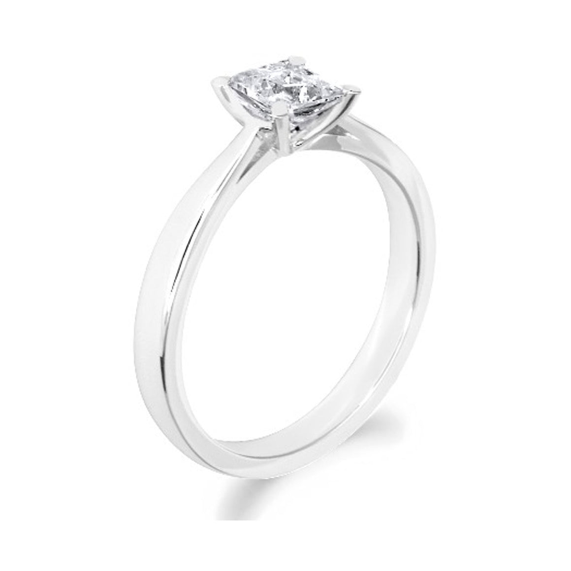 4 Claw Low Rise Princess Cut 18ct White Gold Solitaire