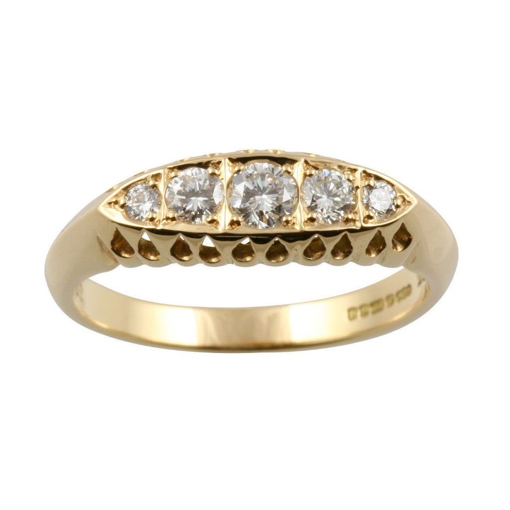 Victorian Style 5 Diamond Gold Ring