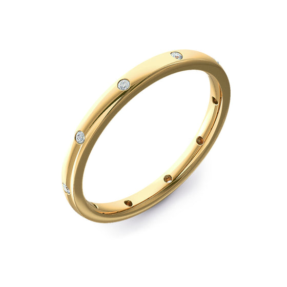 Ten Diamond Yellow Gold Court Wedding Ring