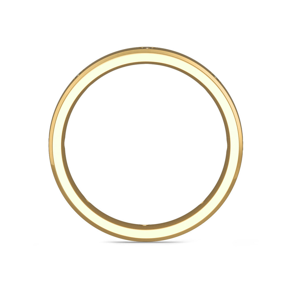 Diamond Set Bevelled Edge Yellow Gold Wedding Ring