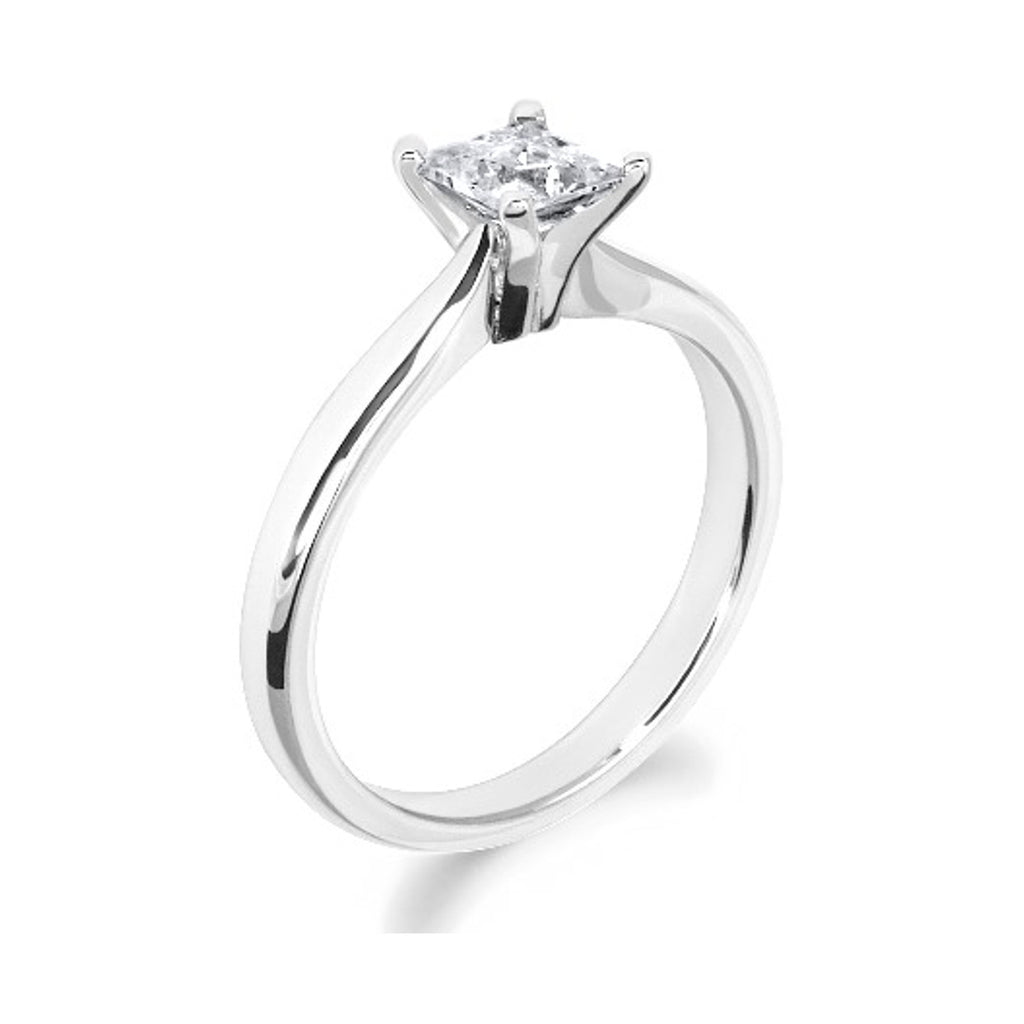 4 Claw Tulip Inspired Princess Cut Platinum Solitaire