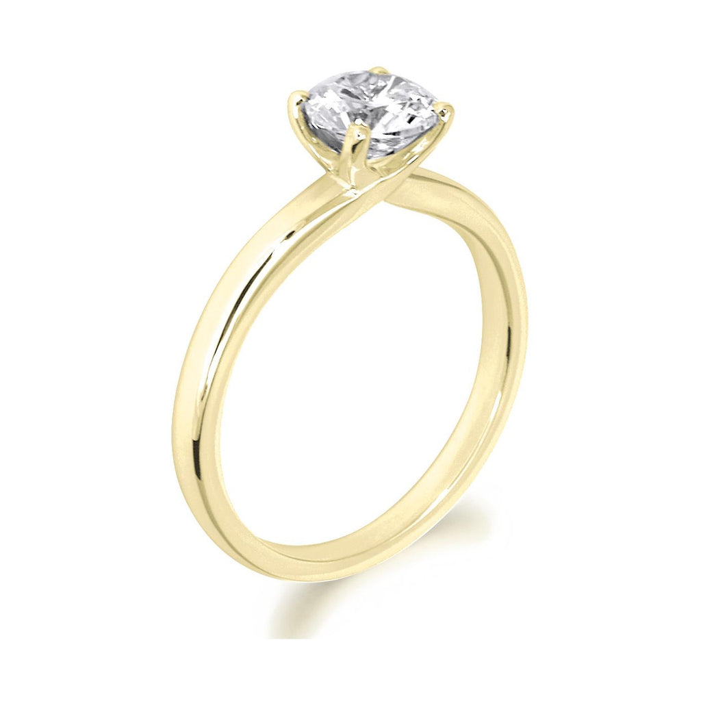 4 Claw Crossover Style Brilliant Cut 18ct Yellow Gold Solitaire