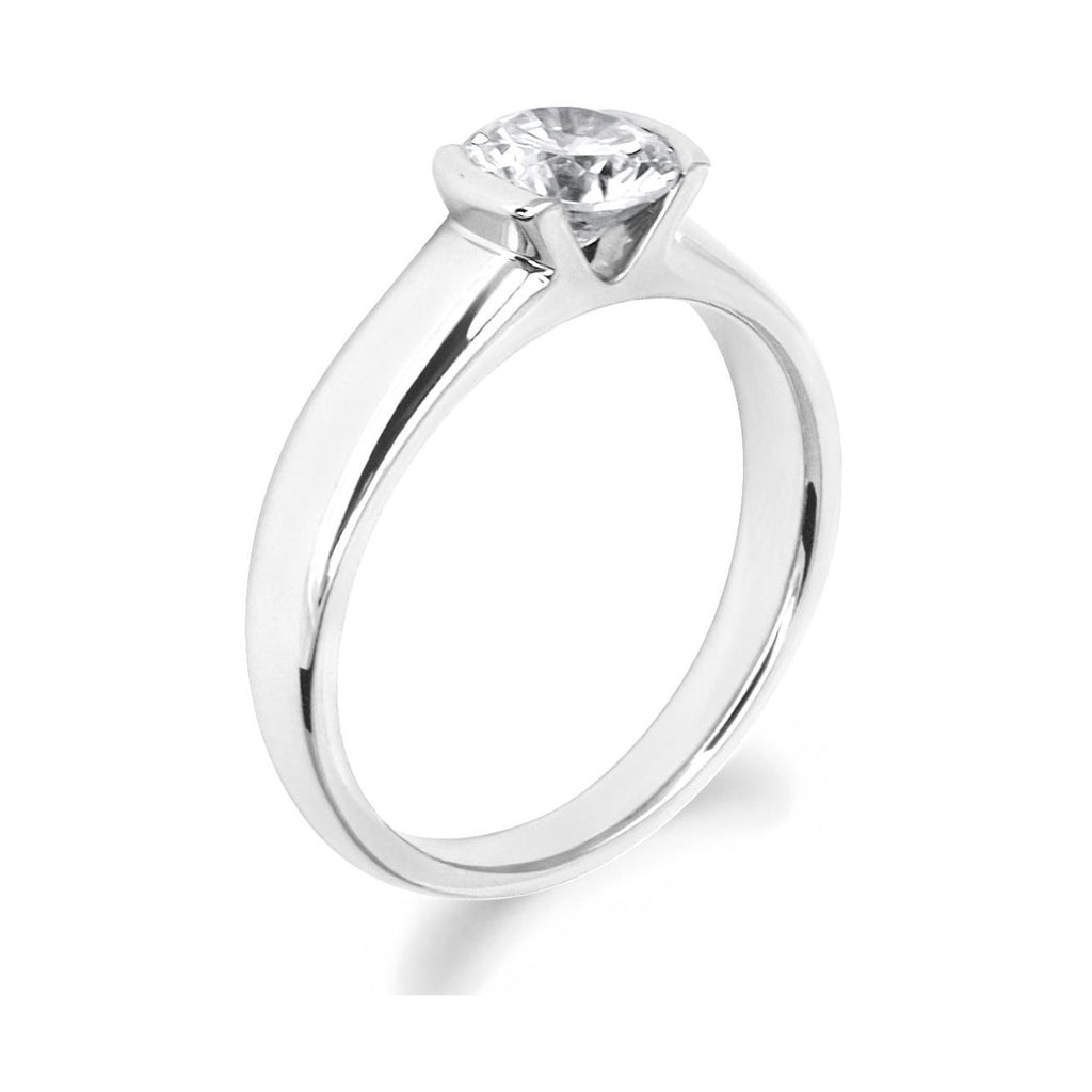 Semi Rub Over Brilliant Cut Platinum Solitaire