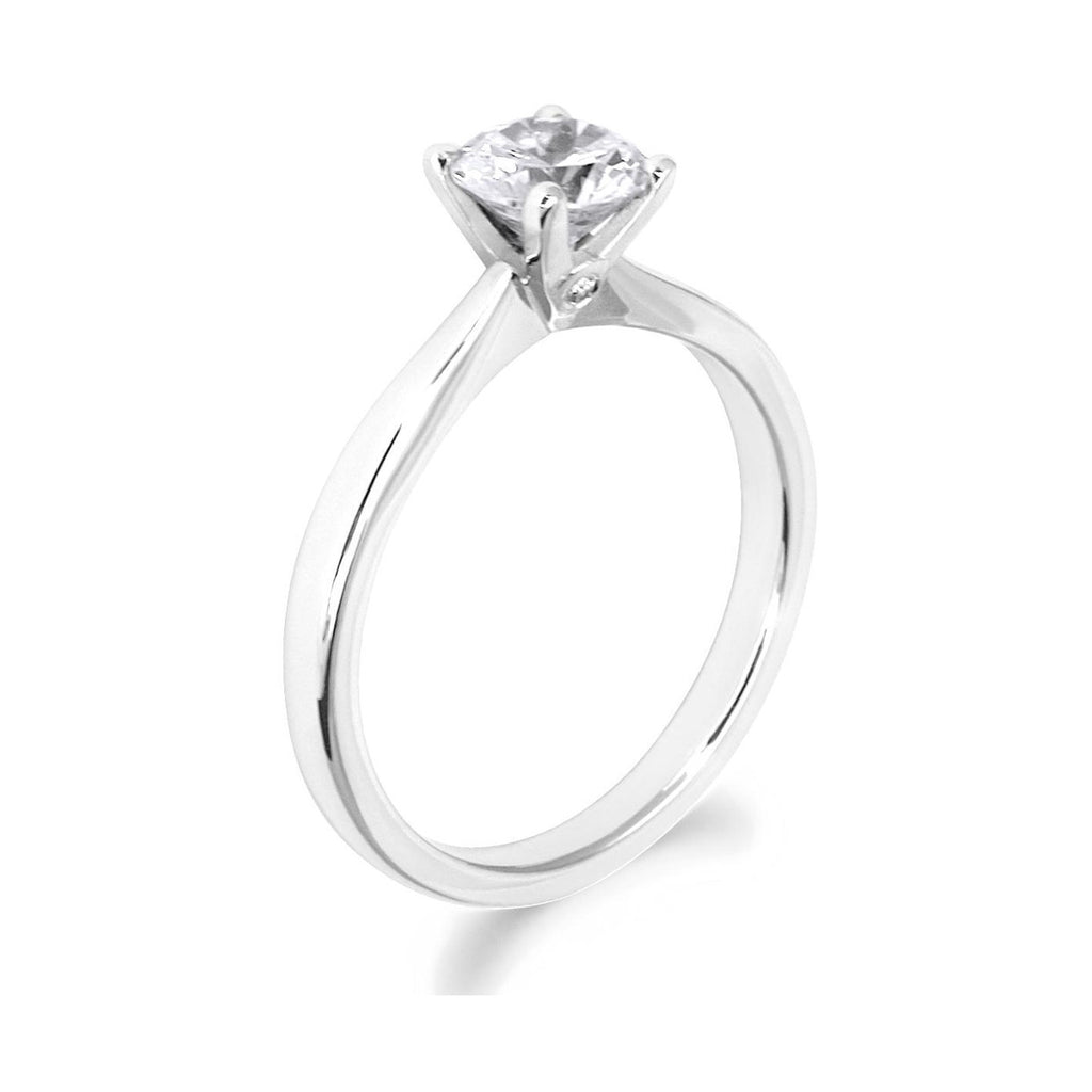4 Claw with Side Diamonds Brilliant Cut 18ct White Gold Solitaire