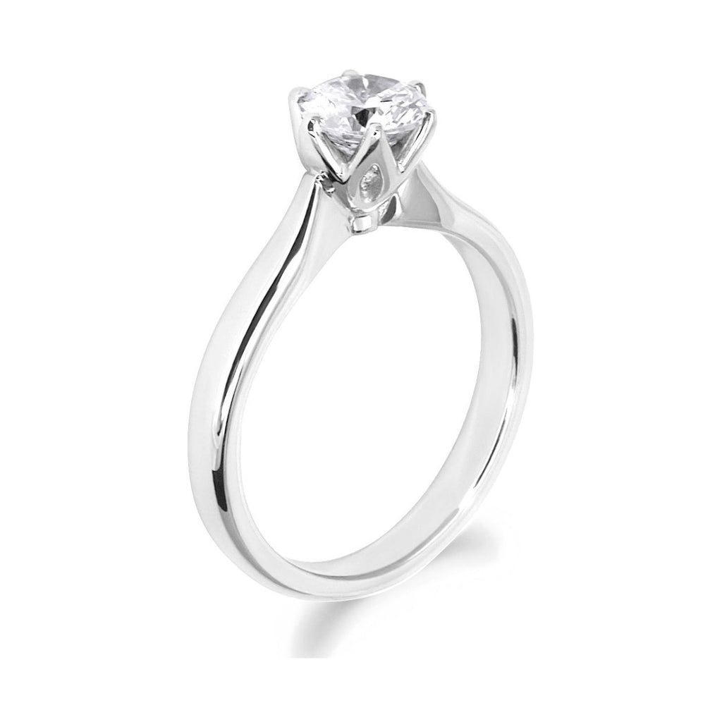 6 Claw Petal Inspired 18ct White Gold Solitaire