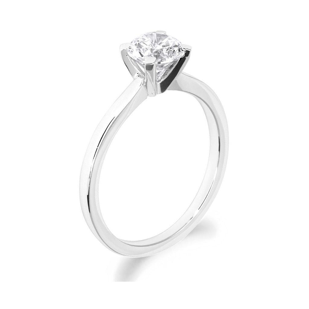 4 Claw Square Claws Brilliant Cut Platinum Solitaire