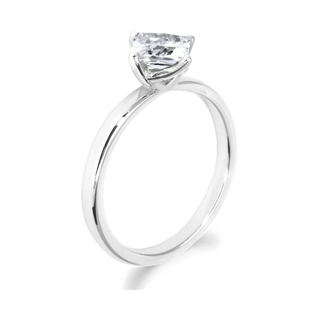 4 Claw Petal Inspired Princess Cut 18ct White Gold Solitaire