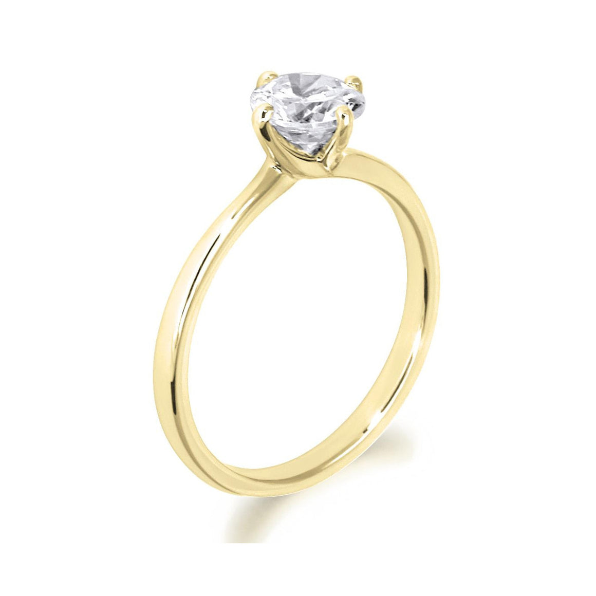 4 Claw Crossover Twist Brilliant Cut 18ct Yellow Gold Solitiare