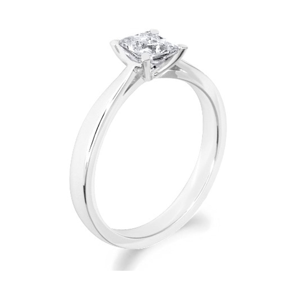 4 Claw Low Rise Princess Cut Platinum Solitaire