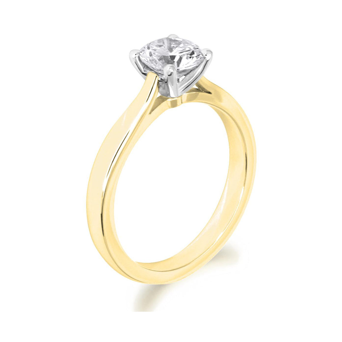 4 Claw Brilliant Cut Open Shoulder 18ct Yellow Gold Solitaire