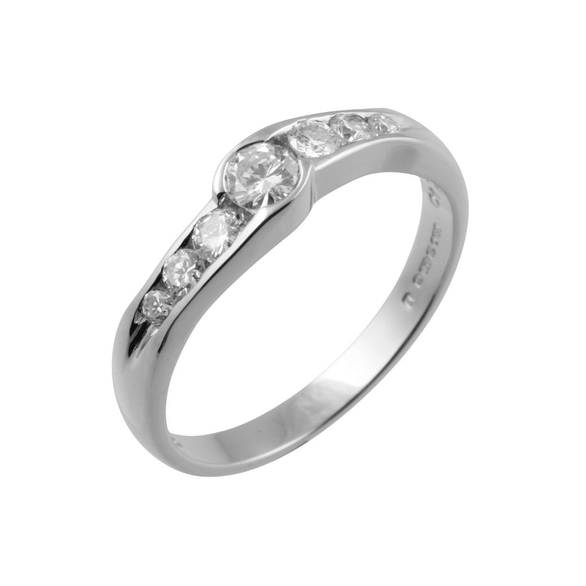 7 Stone Slight Crossover Diamond Ring