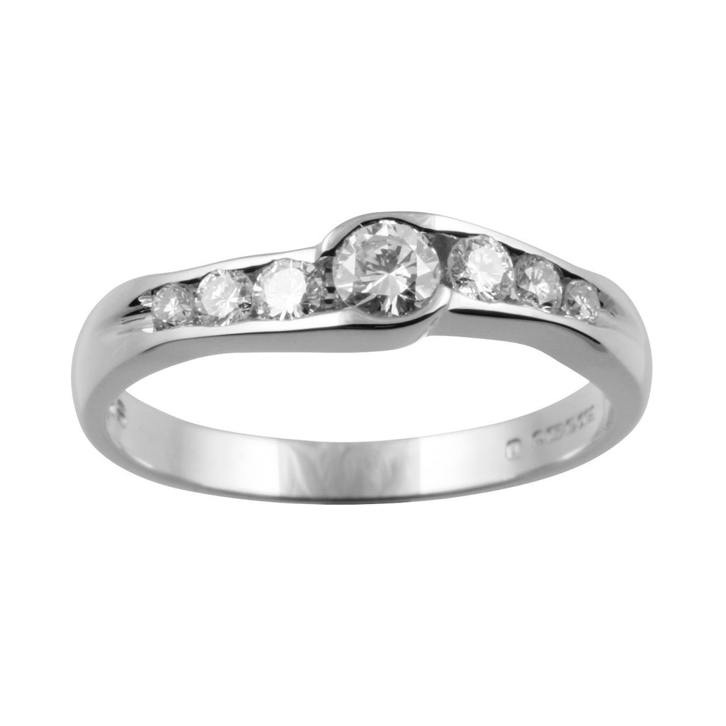 7 Stone Slight Crossover Diamond Ring