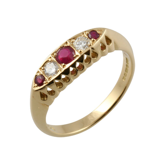 Victorian Style Ruby & Diamond Gold Ring