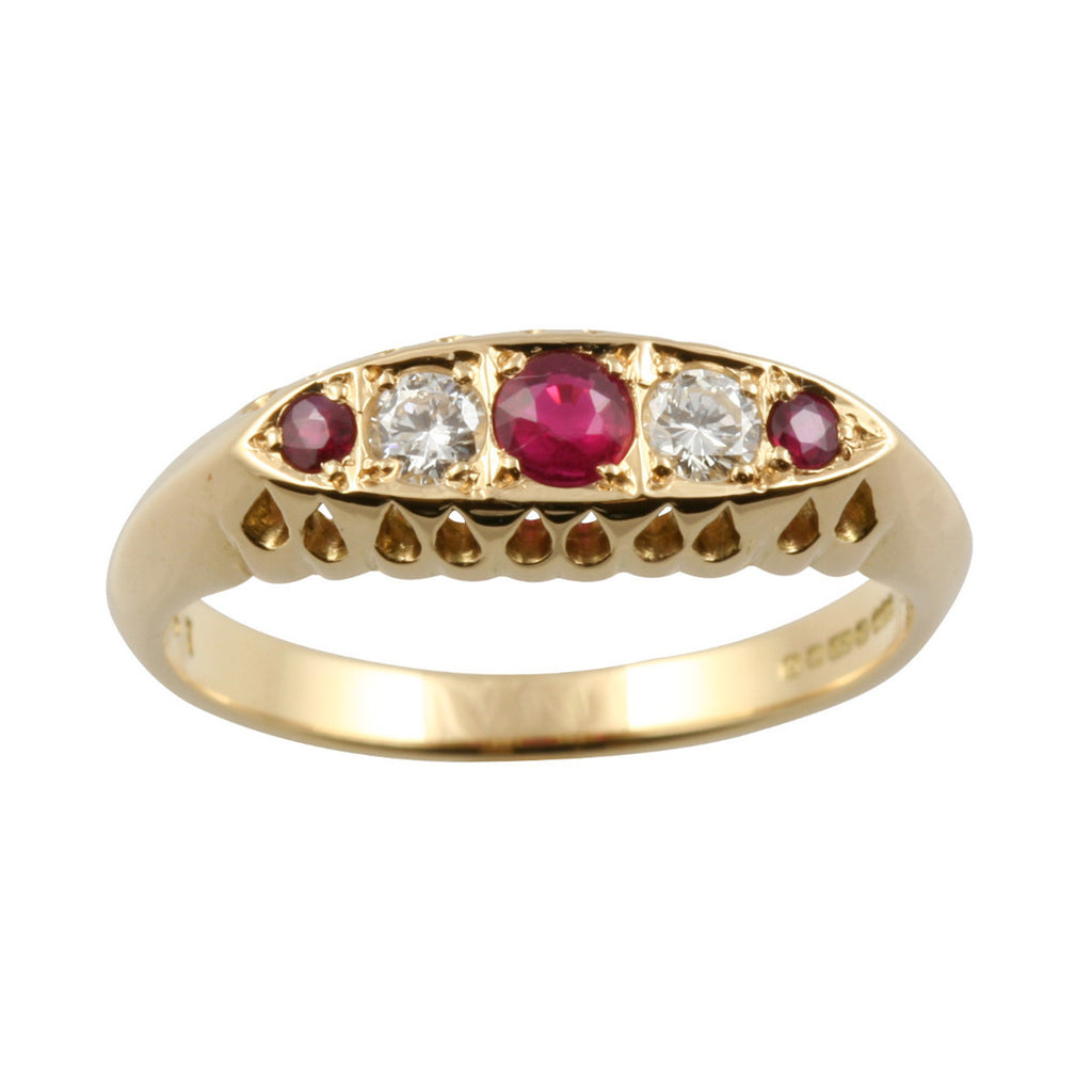 Victorian Style Ruby & Diamond Gold Ring