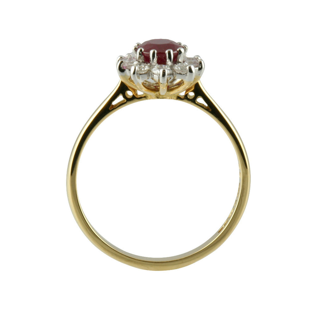 Oval Ruby & Diamond Cluster Ring