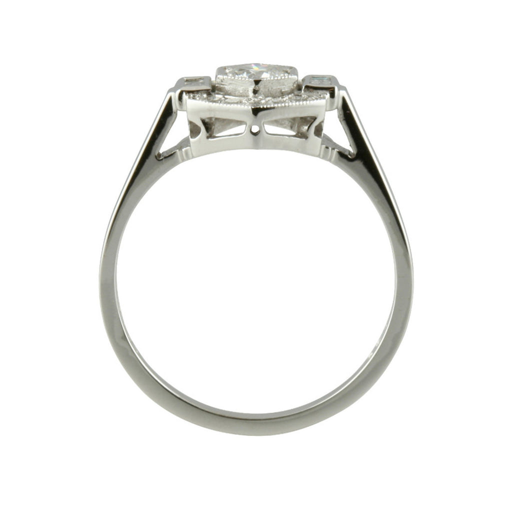 Art Deco Style Baguette & Round Diamond Ring