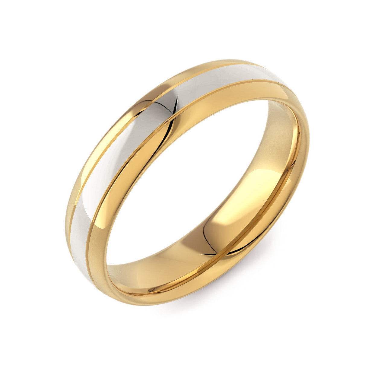 Two Tone Gold Classic Court Wedding Ring - engagement-rings.co.uk